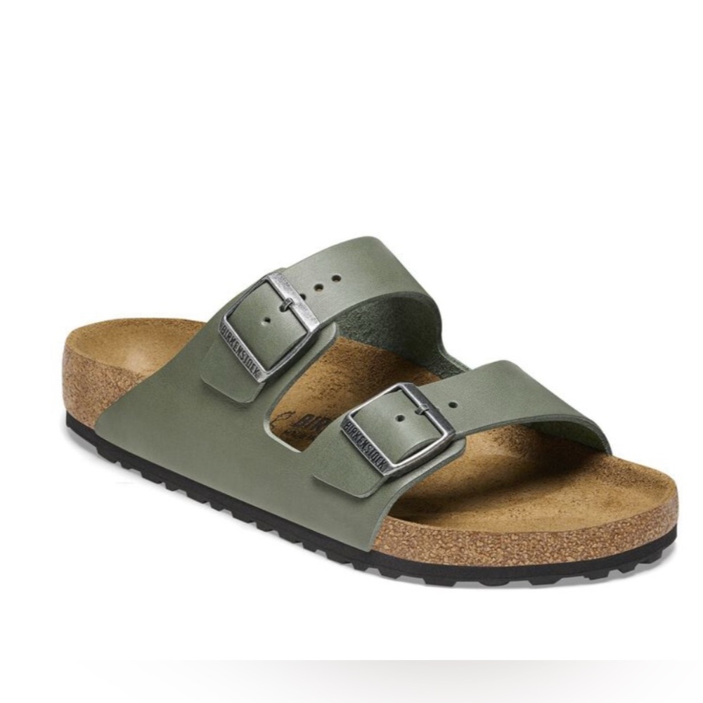 Birkenstock Arizona Grip Leather Sandal in Thyme Green Size 43 (US 10)